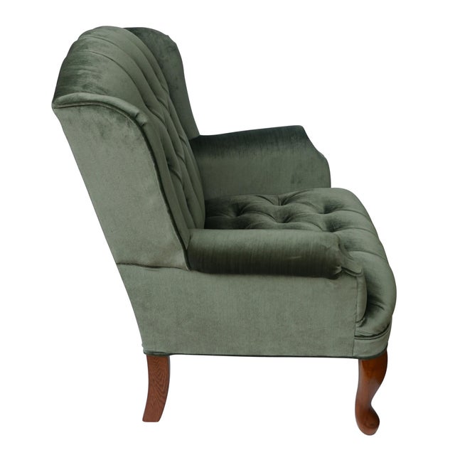 1960s Vintage Tufted Velvet Wingback Sage Green Chair Chairish