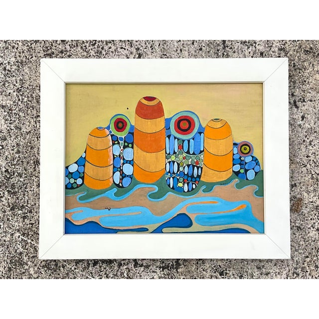 Vintage Post Modern Psychedelic Abstract Signed and Dated 1970 For Sale In West Palm - Image 6 of 7