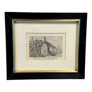 Vintage Italian Framed Ponte Milvio in Oggi Ponte Mollo Print For Sale