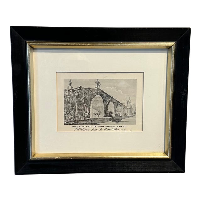 Vintage Italian Framed Ponte Milvio in Oggi Ponte Mollo Print For Sale