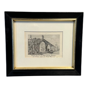 Vintage Italian Framed Ponte Milvio in Oggi Ponte Mollo Print