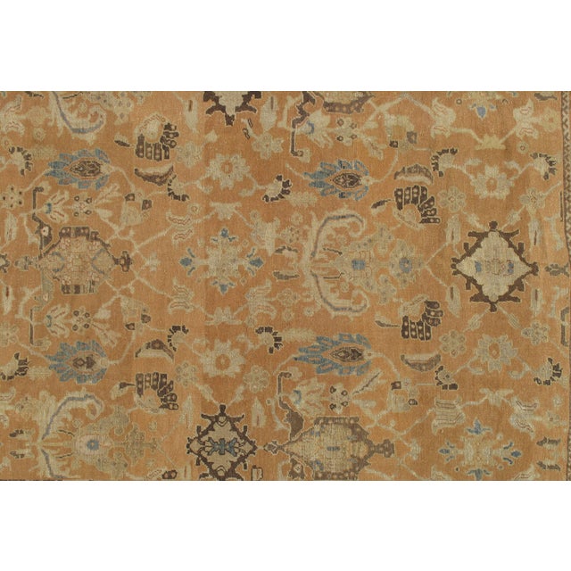 Antique Persian Sultanabad Carpet, Handmade Oriental Rug, Brown, Peach Soft Blue For Sale - Image 9 of 17