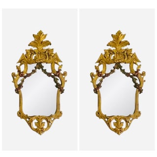 Pair of 1960s Spanish Carved Gilt Mirrors For Sale