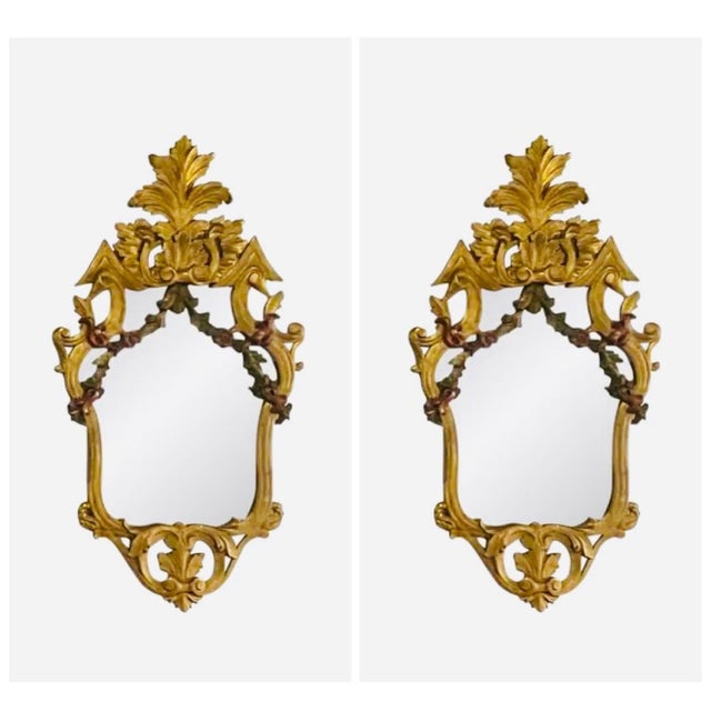 Pair of 1960s Spanish Carved Gilt Mirrors For Sale