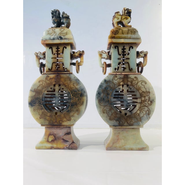 Chinese Asian Revival Soapstone Urns For Sale - Image 3 of 7