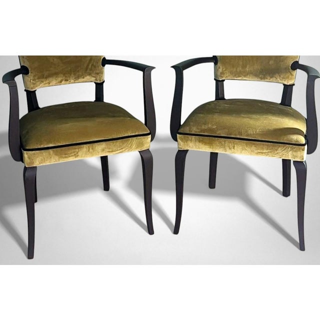 Mustard Mid 20th Century Art Decò Pair of French “Bridge” Chairs For Sale - Image 8 of 18