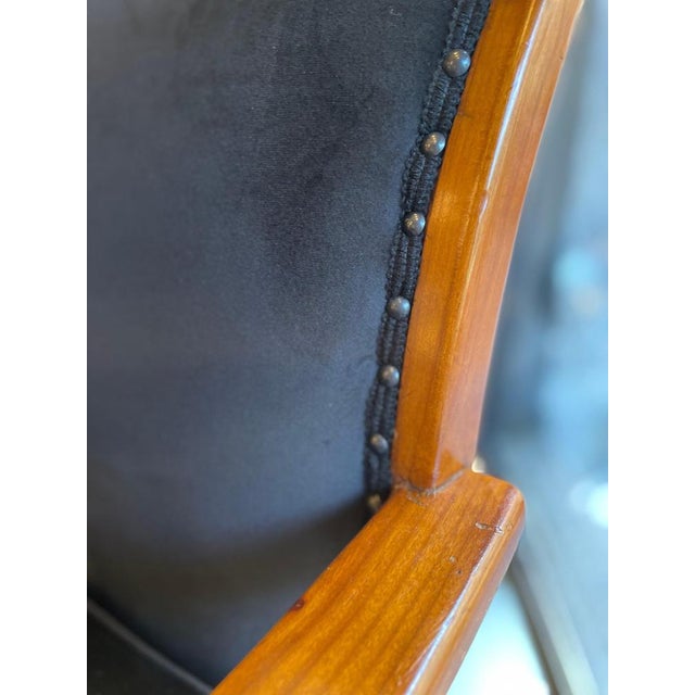 Cherrywood Chairs with Black Velvet Cushions, 1940, Set of 2 For Sale - Image 14 of 17