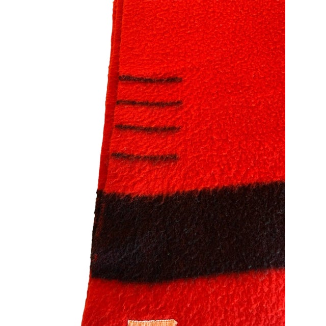 Cabin 1950s Hudson Bay Four Point Red Wool Blanket England For Sale - Image 3 of 10
