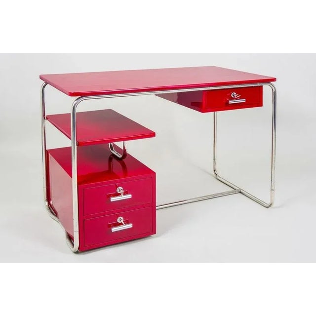 Gold Vintage German Chrome Writing Desk, 1930s For Sale - Image 8 of 9