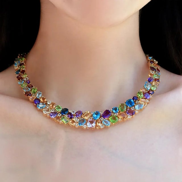 【MAISON MINED】22FW★ GEMSTONE NECKLACE Nina Zhou Secret Garden Multi-Stone Statement Collar