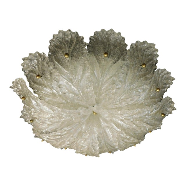 1960s Clear Graniglia Murano Flush Mount For Sale