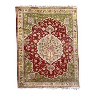 Early 20th Century Handmade Antique Turkish Oushak Rug For Sale