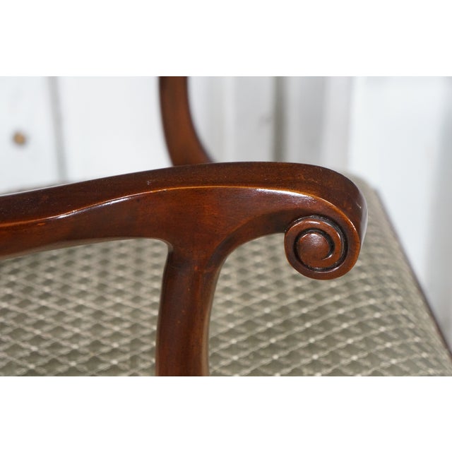 Late 20th Century 2 Late 20th Century Maitland Smith Chippendale Pierced Mahogany Dining Arm Chairs Silk Seats Pair For Sale - Image 5 of 18