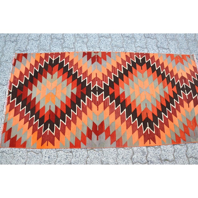 1960s 1960s Geometric Handmade Multi Colour Kurdish Runner For Sale - Image 5 of 11