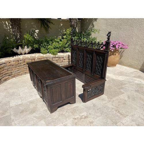 Gothic Oak Storage Bench For Sale - Image 12 of 13