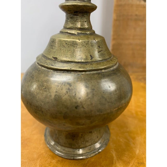 Late 18th Century Antique Mughal Indian Bronze Wine Bottle Vessel For Sale - Image 5 of 6