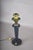 Navy Blue Leather and Brass Table Lamp with Pleated Shade, 1950s For Sale - Image 16 of 18