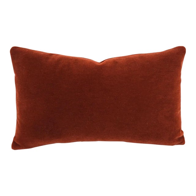 F. Schumacher San Carlo Mohair Velvet in Sienna Lumbar Pillow Cover For Sale