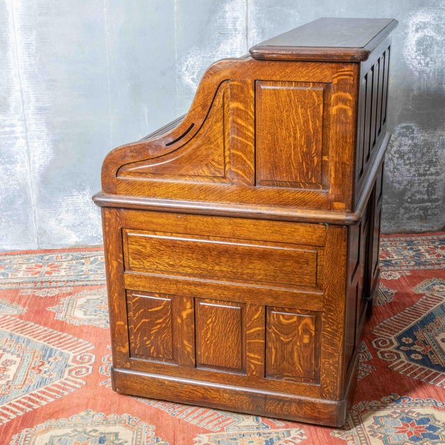 Brown Roll Top Desk from Maples & Co., 1906 For Sale - Image 8 of 18