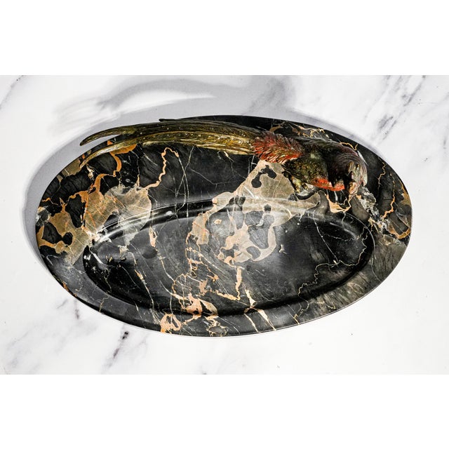 Dating to circa 1920, this striking Austrian cold-painted bronze pheasant sculpture is beautifully mounted upon a...