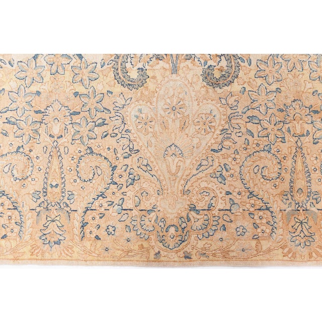 Textile Antique Persian Kirman Camel Handmade Wool Rug For Sale - Image 7 of 14