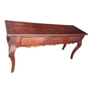 Vintage Custom French Country Console Table Carved Rope Edge For Sale