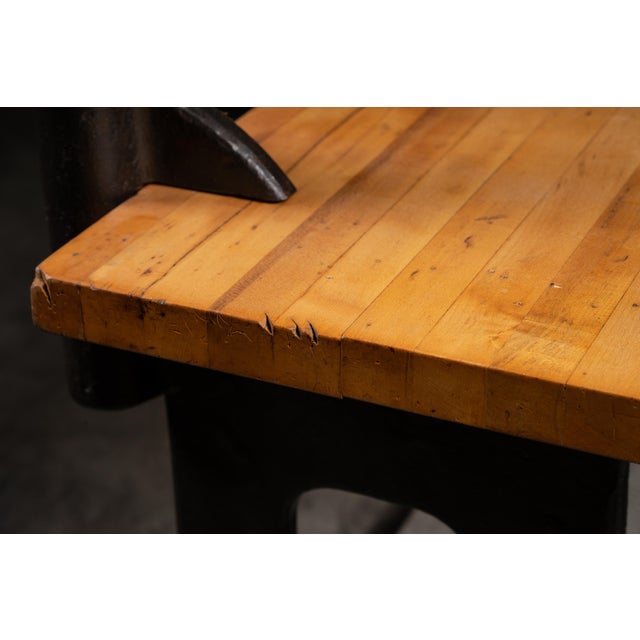 Vintage Industrial Cast Iron Butcher Block Work Bench Island For Sale - Image 9 of 9