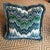 Pair of Schumacher Bezique Flamestich Pillows in Blues & Greens With Custom Samuel & Sons Fringe For Sale - Image 9 of 10