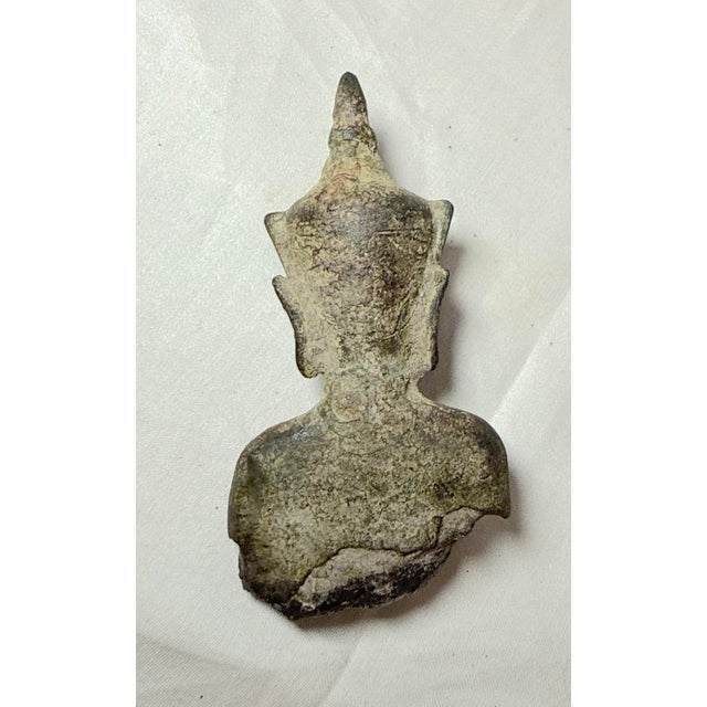 Bronze Rare Antique 17th Century Handmade Bronze Thailand Buddha Bust Statue Fragment For Sale - Image 8 of 11