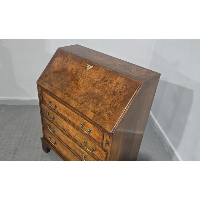 Wood Queen Anne Burr Walnut Bureau For Sale - Image 7 of 15