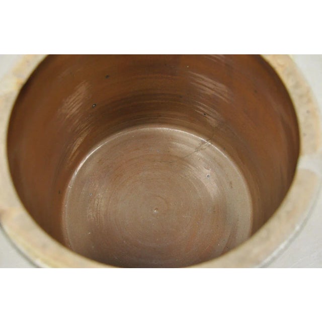 Antique Stoneware Salt Glazed 9" Round Pottery Crock Pot With Blue Flower For Sale In Philadelphia - Image 6 of 12