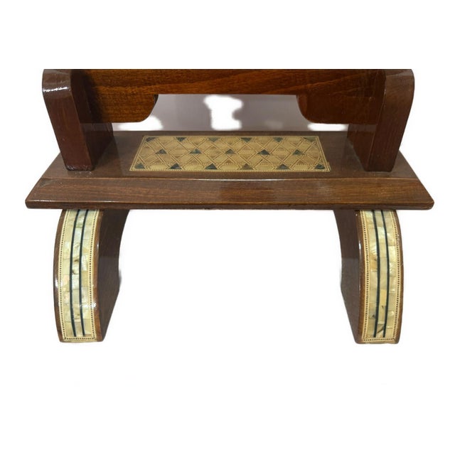 Wood Handmade Arabic Folding Chess Table – Solid Wood & Mother of Pearl Inlay For Sale - Image 7 of 11