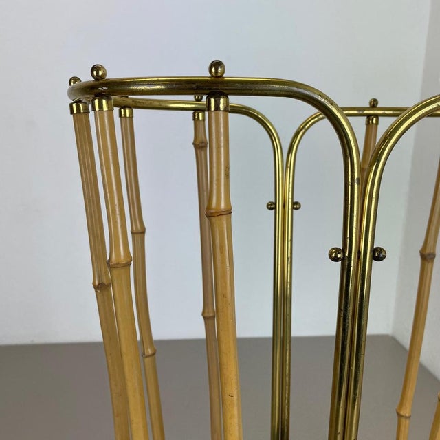 Hollywood Regency Brass and Bamboo Umbrella Stand in the style of Auböck, Austria, 1950s For Sale - Image 6 of 18