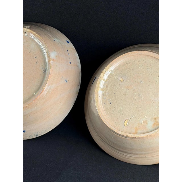 Blue Blue and White Glazed Fajalauza Bowls with Traditional Flowers, Set of 2 For Sale - Image 8 of 9