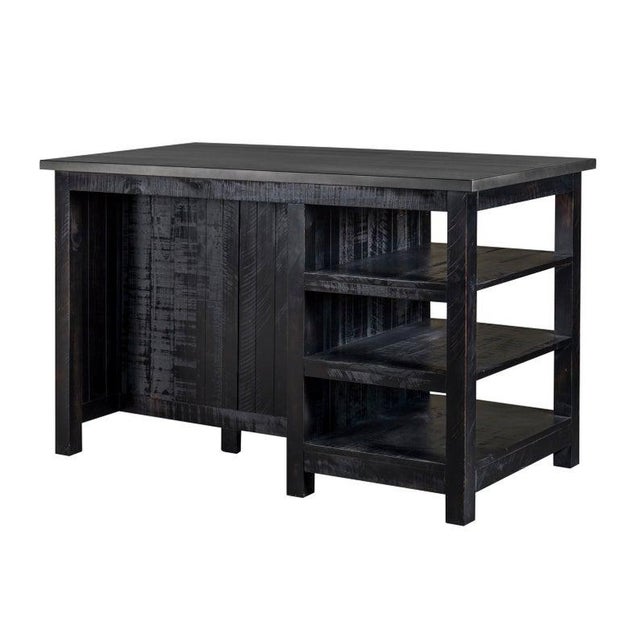 Farmhouse Crafters and Weavers Barlow Display Kitchen Island - Distressed Black For Sale - Image 3 of 8