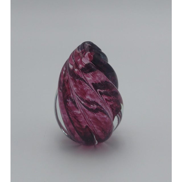 Mid-Century Modern 1993 Handblown Plum Swirl Art Glass Paperweight by Obg For Sale - Image 3 of 5