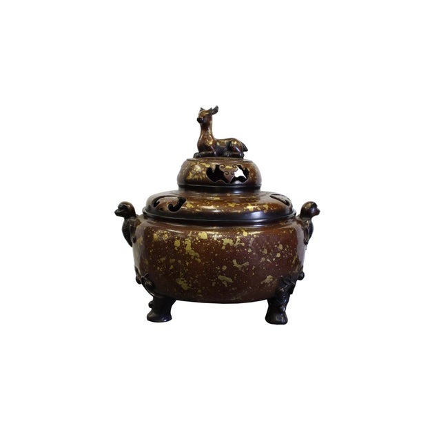 Chinese Bronze Metal Deer Theme Incense Burner For Sale - Image 10 of 10