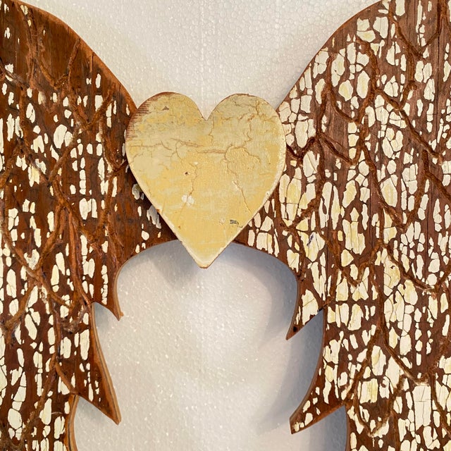 Wall Hanging Carved Wood Angels Wings. Each wing was lovingly carved along with the center heart from Antique wood by a...