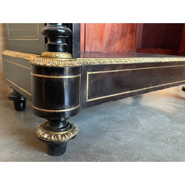 French 19th Century Napoleon III Period Cabinet With Metal Inlays For Sale - Image 9 of 13