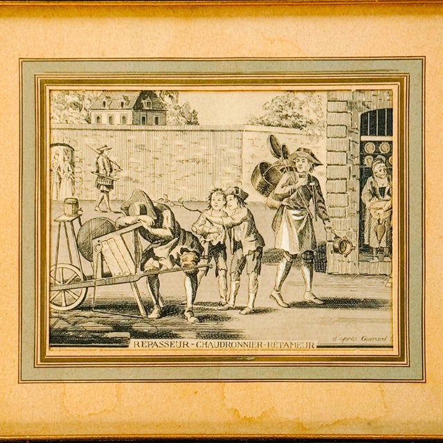 19th Century Antique French "Cris De Paris" Framed Engravings After Nicolas Guérard - A Pair For Sale - Image 5 of 9