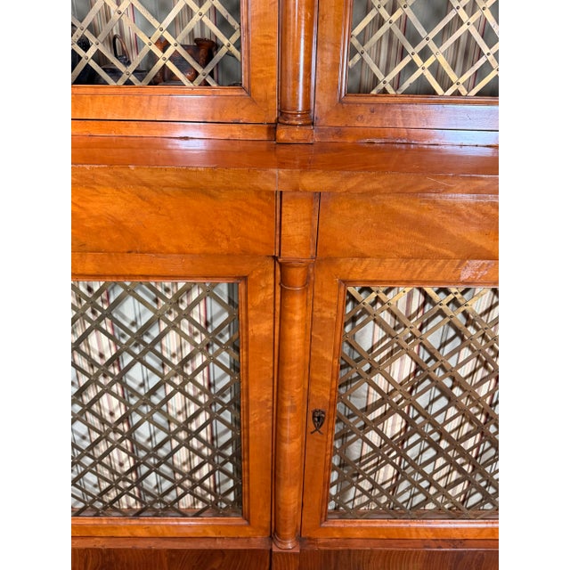 Brass Austrian Biedermeier Figured Maple & Brass-Grille Bookcase, Circa 1840 For Sale - Image 8 of 10