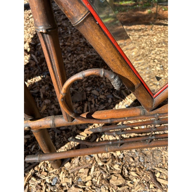 1920s Adirondack Style Bamboo Antique Mirror and Coat Hanger For Sale - Image 5 of 12