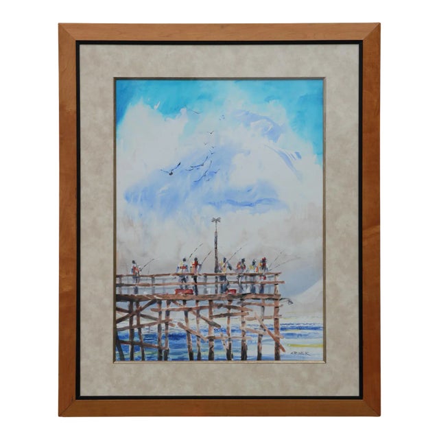 Charles Criner "Trout Clouds" Watercolor Impressionist Landscape Painting 2009 For Sale