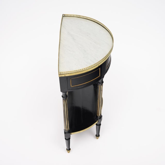 Wood French Louis XVI Ebonized Mahogany Demi-Lune Console With Carrara Marble, Circa 1790 For Sale - Image 7 of 9