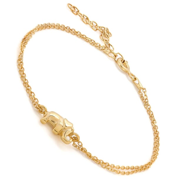 Contemporary Dainty Gold Lucky Elephant Bracelet For Sale - Image 3 of 6