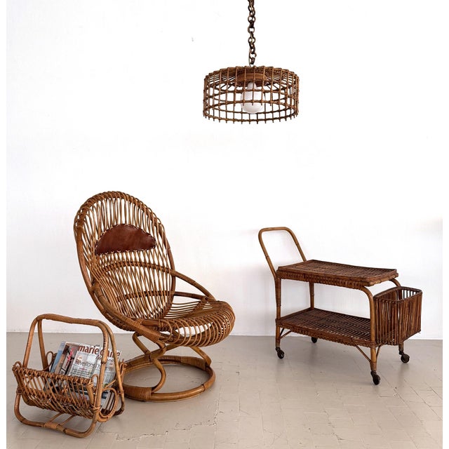 Giovanni Travasa Organic Bamboo Rattan Easy Chair for Pierantonio Bonacina. ca. 1950 Very rare to find easy chair or...