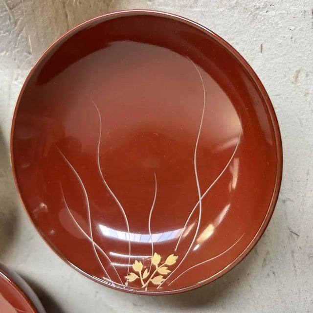 Gold Shōwa Era Urushi Maki-E Rice Bowls, Japan, 1950s, Set of 5 For Sale - Image 8 of 13