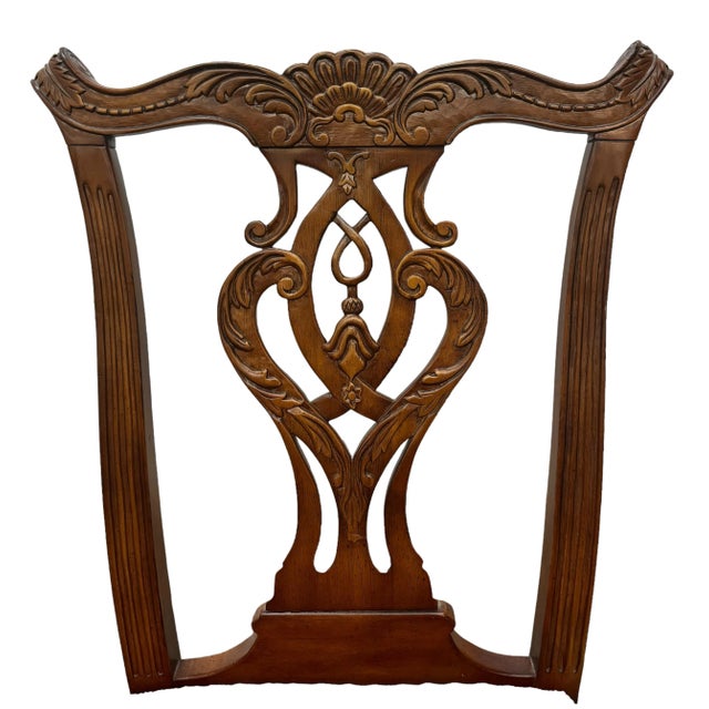 Vintage Chippendale Style Mahogany Finish Dining Chairs - Set of 6 For Sale - Image 10 of 11