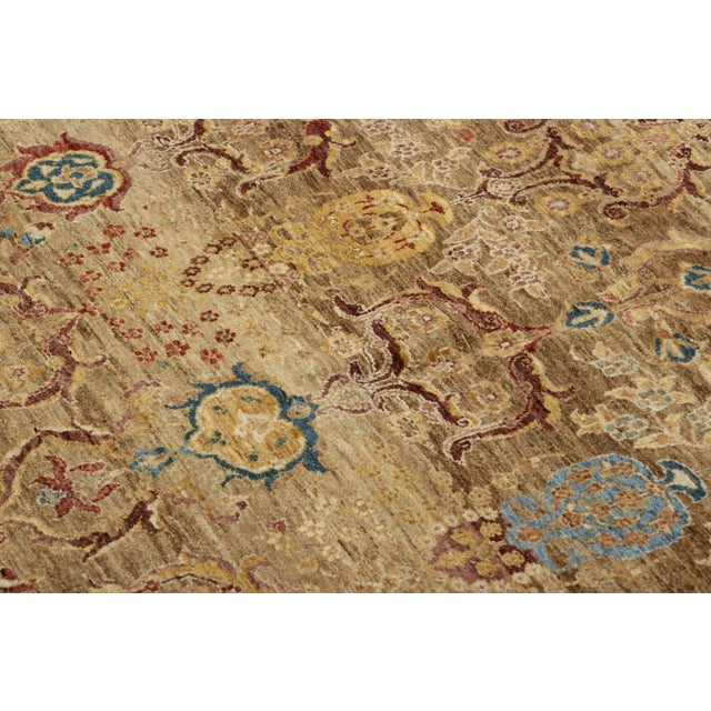 2010s Rug & Kilim’s Agra Style Oriental Rug in Brown and Gold With Floral Patterns For Sale - Image 5 of 7