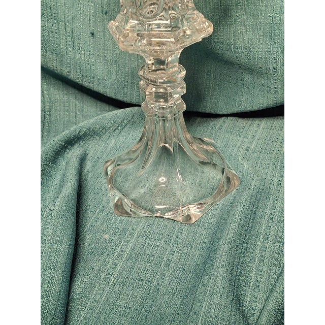 Antique Sandwich Flint Glass Whale Oil Lamp Ring & Oval Pattern Hex Base C. 1850 For Sale - Image 9 of 11
